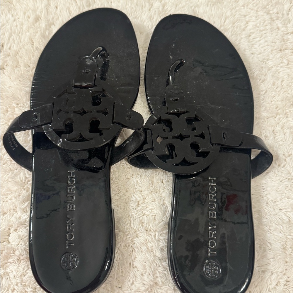 Tory Burch Glossy Black Sandals